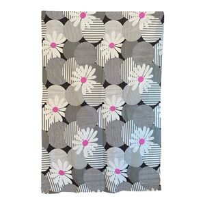 Modern Graphic Floral Fabric Black Pink Circles Geometric Yardage: 31.5 x 45”